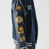 NBA Mexico City Game 2026 x New Era MX Navy Blue and Black Varsity Jacket Side