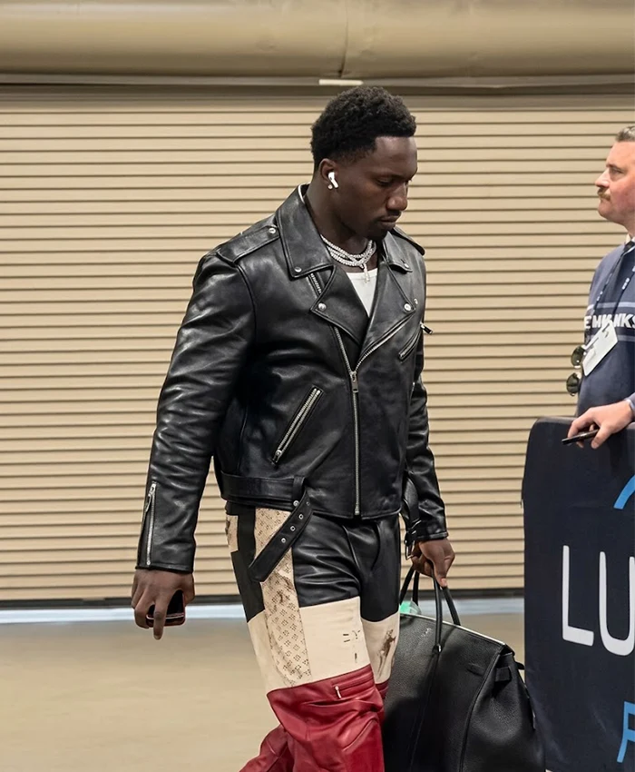 NFL San Francisco 49ers Deebo Samuel Leather Biker Jacket