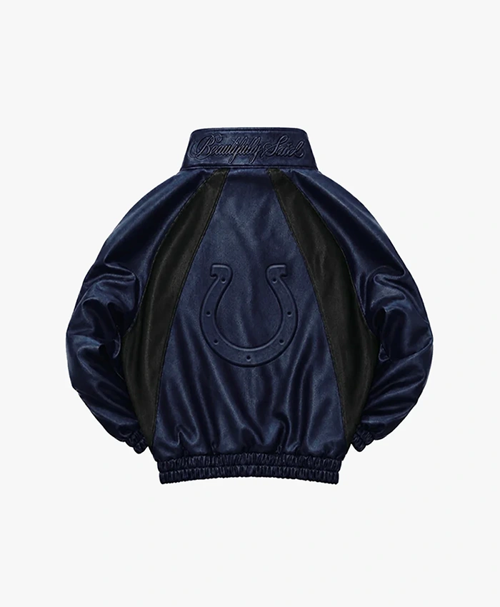 NFL x Jeff Hamilton x Beautifully Said Indianapolis Colts Kru Leather Track Jacket