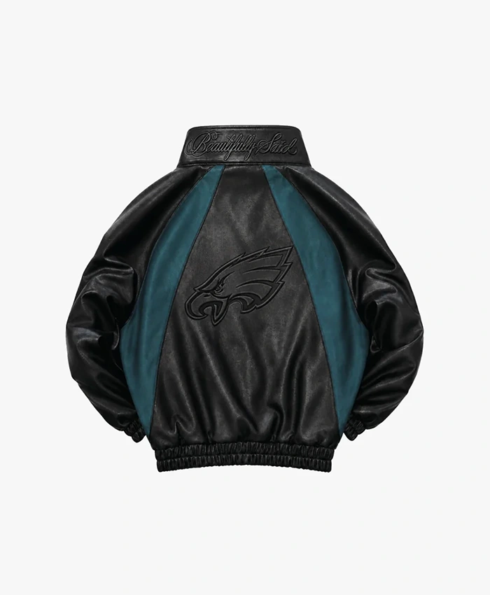 NFL x Jeff Hamilton x Beautifully Said Philadelphia Eagles Kru Leather Track Jacket