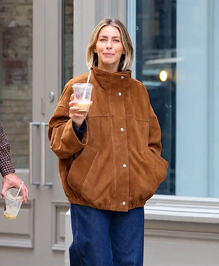 NYC 2026 Julianne Hough Brown Suede Jacket