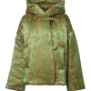 New York City 2026 Jennifer Lawrence Green Floral Jacquard Hooded Jacket Front