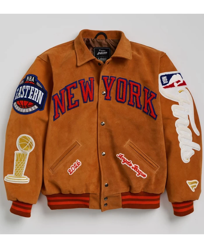 New York Knicks Fanatics 2026 NBA Finals Champions Artisan Brown Bomber Jacket
