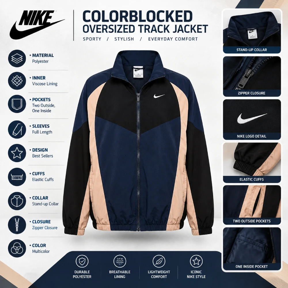 Nike Colorblocked Oversized Track Jacket Infographic