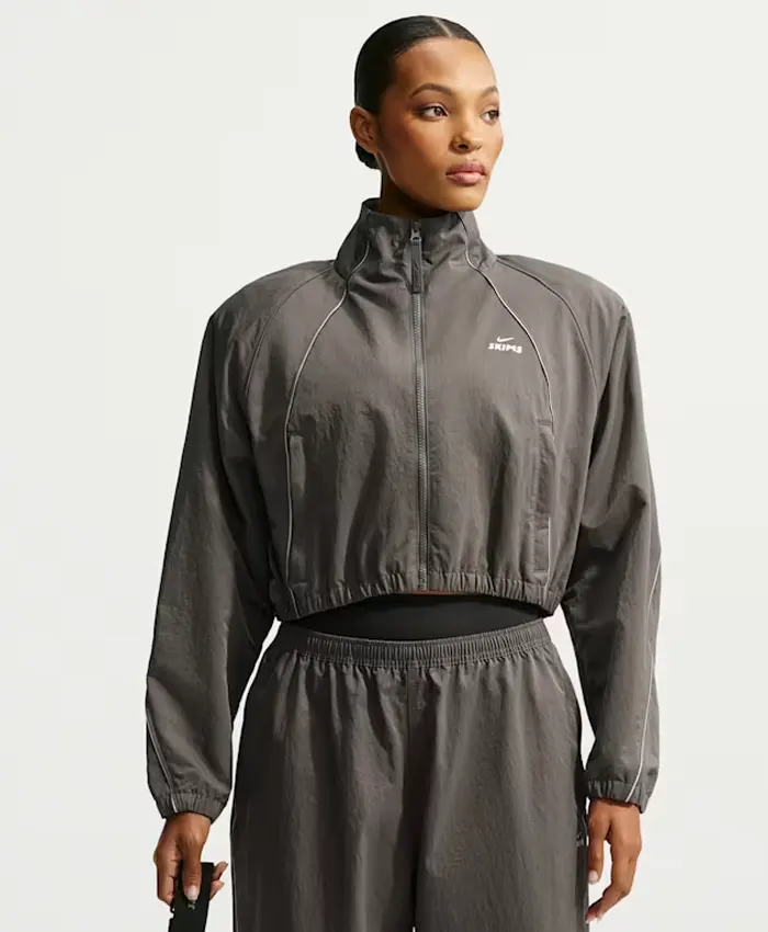 Nike X SKIMS Crunchy Nylon Cropped Jacket Grey