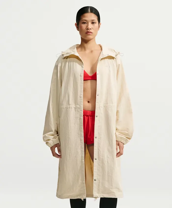 Nike X SKIMS Crunchy Nylon Hooded Parka Coat Cream Front
