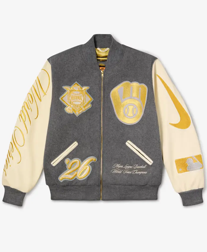 Nike x Settlemier's Milwaukee Brewers World Series Champions Letterman Varsity Jacket