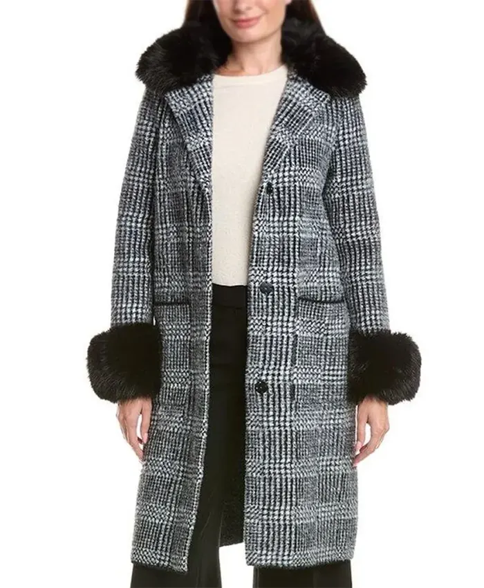 Olga Petsa TV Series Crew Girl 2026 Juliet Morny Plaid Fur-Lined Coat
