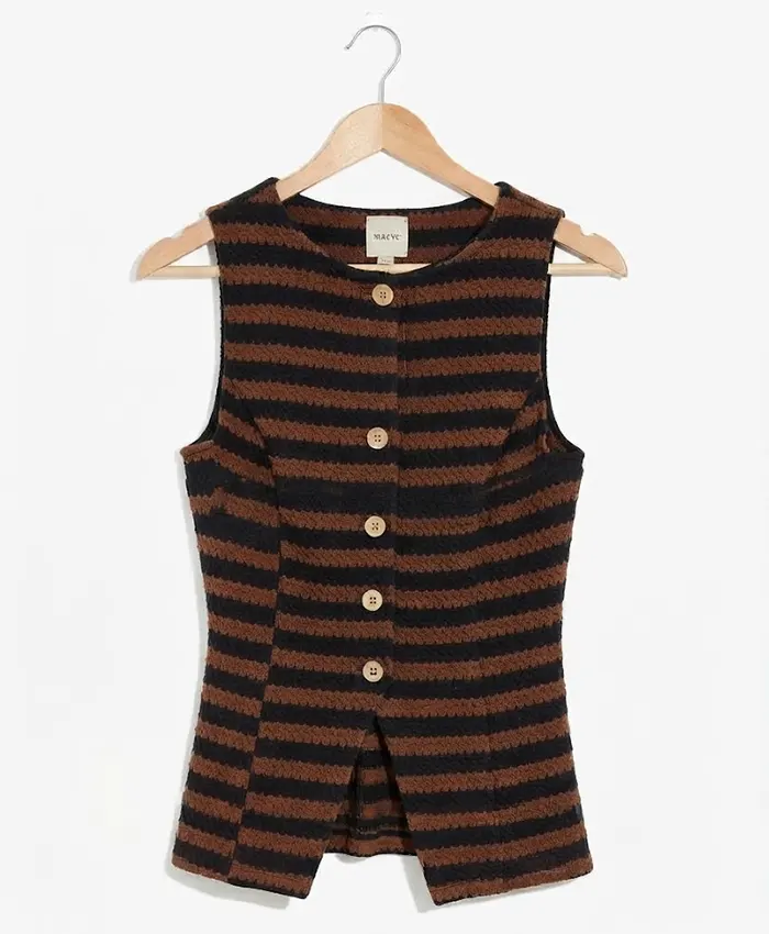 Olga Petsa TV Series Crew Girl 2026 Juliet Morny Striped Button Up Vest