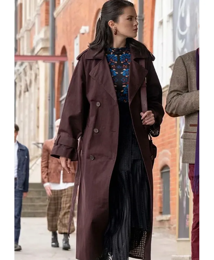 Only Murders in the Building S06 Selena Gomez Burgundy Trench Coat