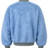 Order Now FAT JOE Set Of Keys Music Video Blue Fur Bomber Jacket at Discounted Price Back View