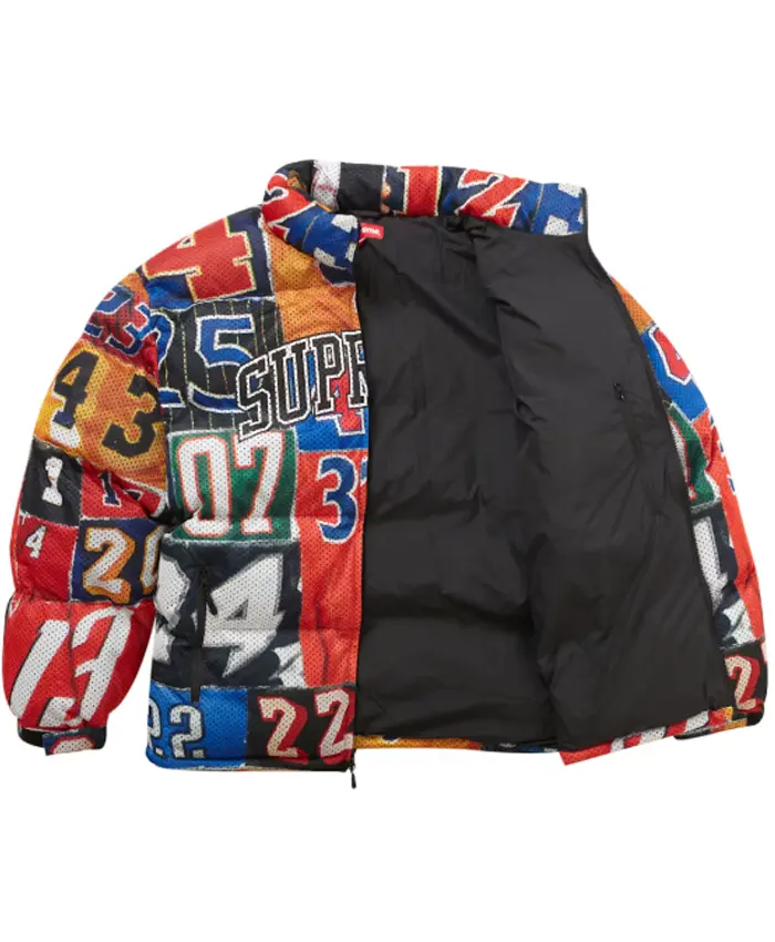Order Now Supreme Mesh Jersey Multicolor Puffer Jacket On Sale