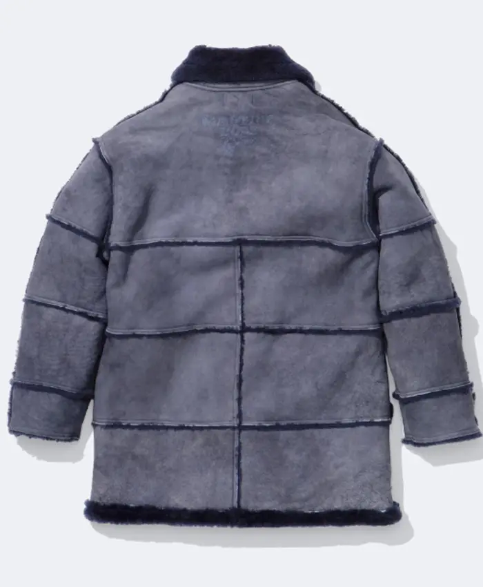 Order Now Supreme x Martine Rose Jeff Hamilton Shearling Suede Coat at Discounted Price Grey Back
