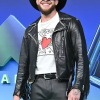 Orville Peck MTV Awards Show 2026 Black Leather Fringe Studded Jacket Front
