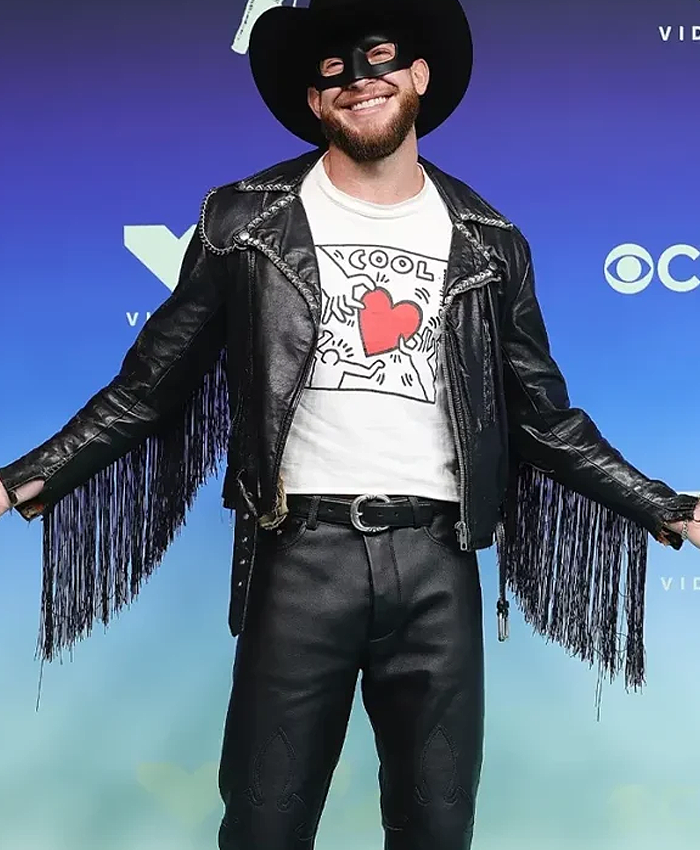 Orville Peck MTV Awards Show 2026 Black Leather Fringe Studded Jacket