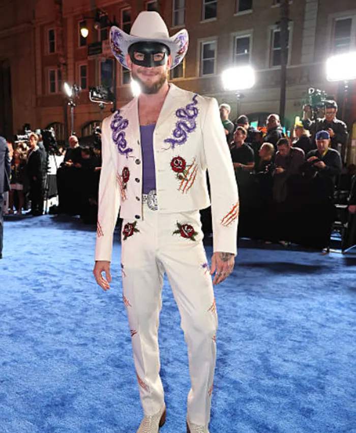 Orville Peck Movie Street Fighter Premiere 2026 White Snack and Roses Patches Suit Front