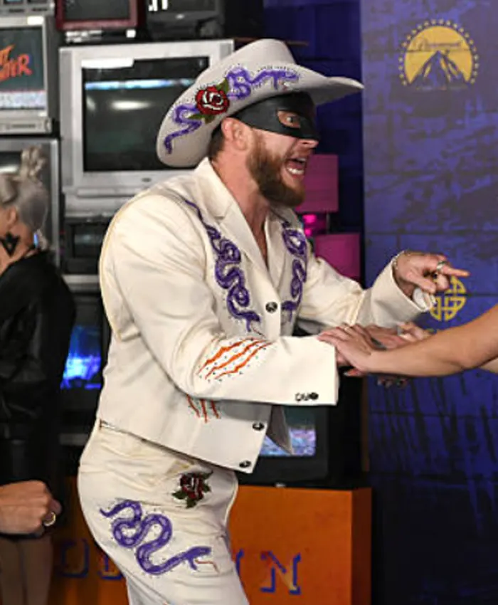 Orville Peck Movie Street Fighter Premiere 2026 White Snack and Roses Patches Suit