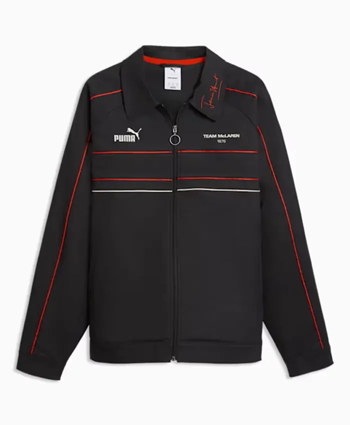 PUMA x McLaren James Hunt 1976 World Championship T7 Titan Black Cotton Racing Jacket Front