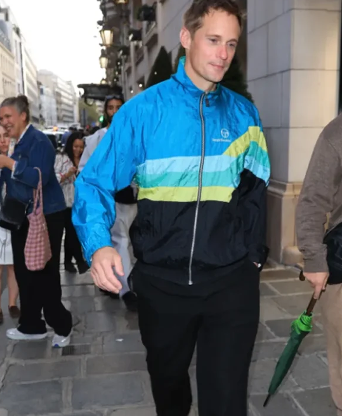 Paris 2026 Alexander Skarsgård Color Block Windbreaker Track Jacket