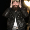 Paris Fashion Week 2026 Post Malone Black Leather Bomber Jacket
