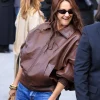 Paris-Fashion-Week-2026-Shailene-Woodley-Oversized-Brown-Leather-Jacket