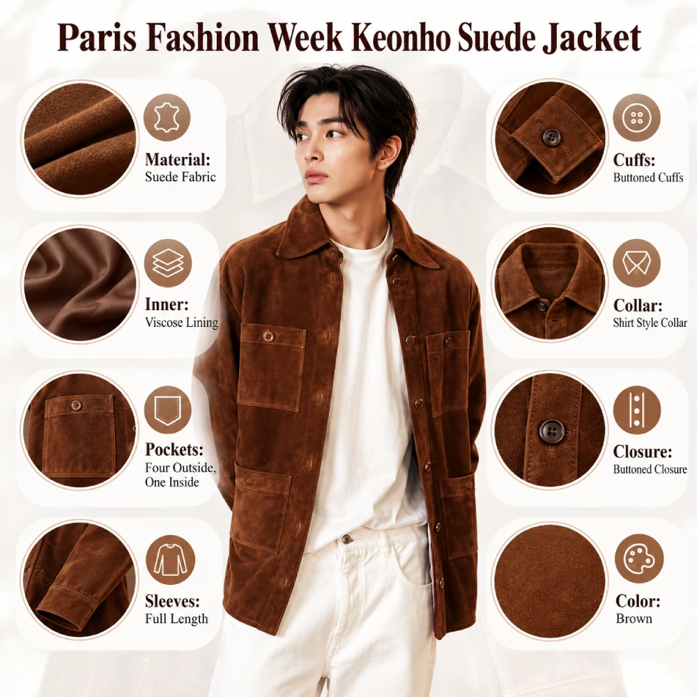 Paris Fashion Week Keonho Suede Jacket Infographic