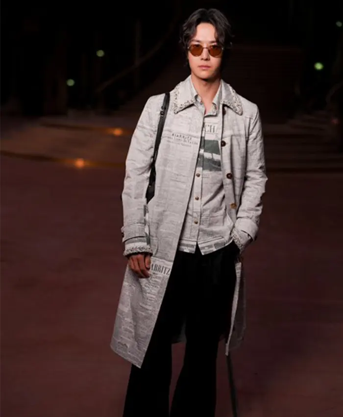 Paris Fashion Week Spring Summer 2027 Wang Yibo Newspaper Coat