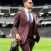 Patrick Mahomes Allegiant Stadium 2026 Burgundy Striped Suit