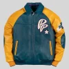 Pelle Pelle Classic Soda Club Plush Leather Jacket Yellow Blue