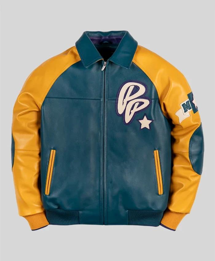 Pelle Pelle Classic Soda Club Plush Leather Jacket Yellow Blue