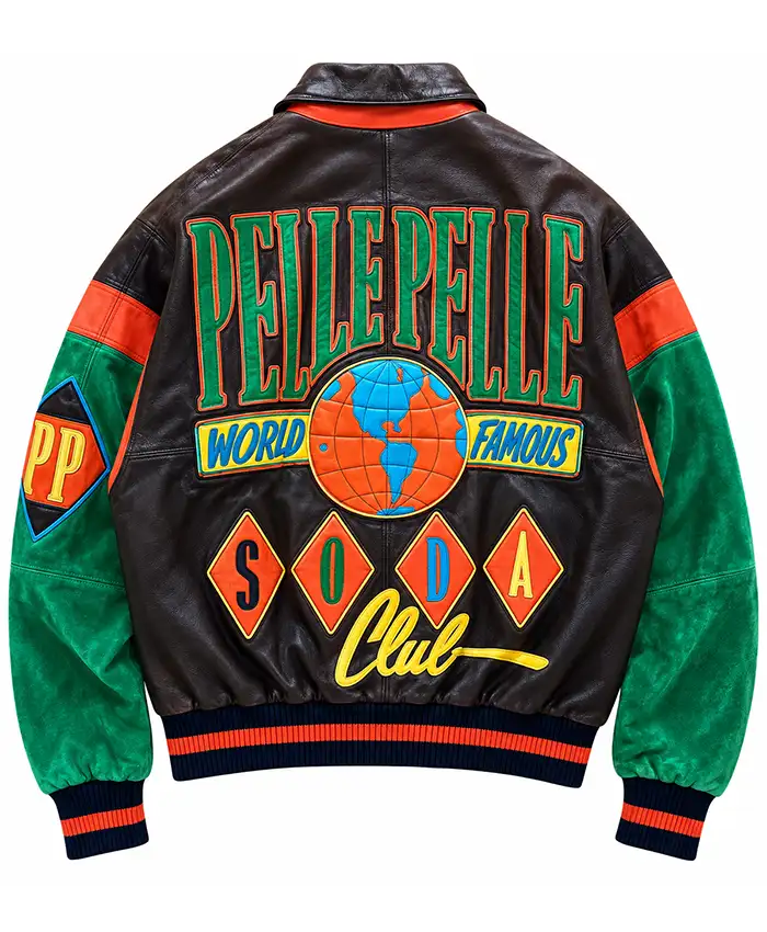 Pelle Pelle X World Famous Multicolor Leather Bomber Jacket For Men and Women