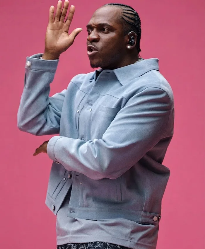 Pusha T Colors x Studios 2026 Grey Louis Vuitton Suede Leather Trucker Jacket Side