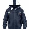 RADIO EVA x AVIREX MA-1 Classic Flight Detachable Hood Navy Blue Bomber Jacket Front