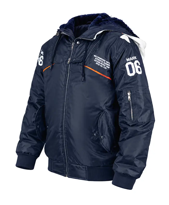 RADIO EVA x AVIREX MA-1 Classic Flight Detachable Hood Navy Blue Bomber Jacket Shop now