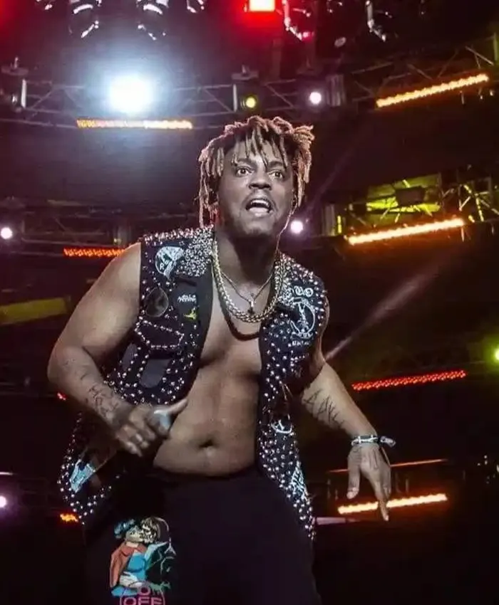 Rapper Juice Wrld 999 Black Studded Denim Vest
