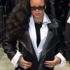 Rihanna Paris Fashion Week 2026 Black Leather Biker Jacket Front