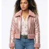 River TV Series Heartland 2026 Kamaia Fairburn Pink Metallic Fur Leather Jacket