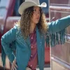 River TV Series Heartland 2026 Kamaia Fairburn Teal Studded Fringe Jacket