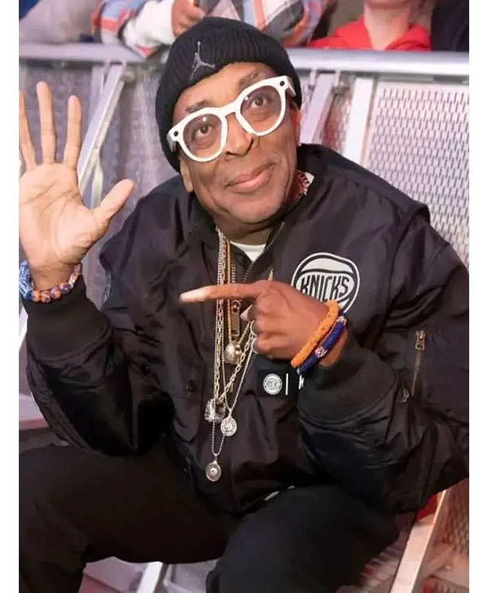 Roommates Show Block Party Championship 2026 Spike Lee Knicks Black Bomber Jacket Front