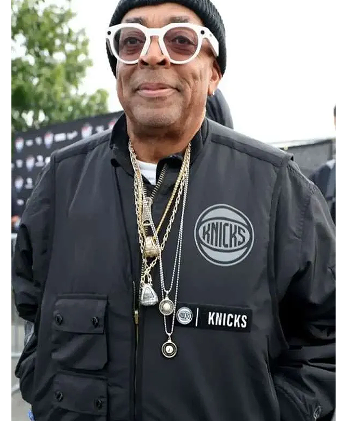 Roommates Show Block Party Championship 2026 Spike Lee Knicks Black Bomber Jacket Shop now