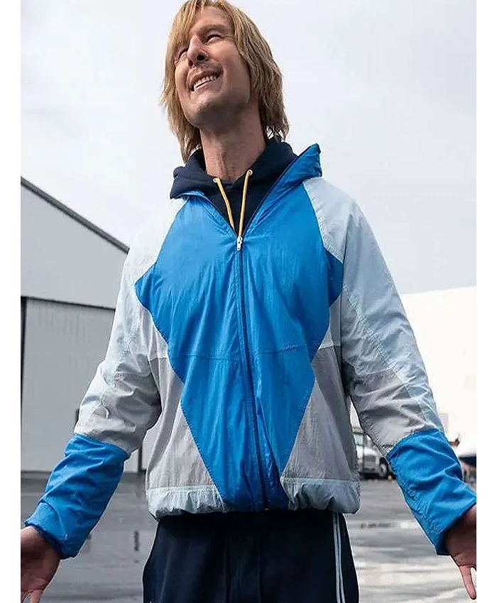 Russ Holliday TV Series Chad Powers S02 Glen Powell Blue and White Track Jacket