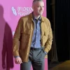 Russell Tovey Screening The 70th BFI London Film Festival QUEER EDWARD II Brown Suede Leather Jacket Front
