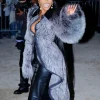 Schiaparelli-Spring-Summer-2027-Paris-Show-Porsha-Williams-Grey-Faux-Fur-Jacket-front-view