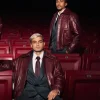 Shop FC Barcelona x AMIRI 2026 2027 Maroon Leather Jacket Front