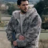 Shop Kit Harington for Kith Winter 2026 Campaign Fur Full Zip Up Jacket With Hood