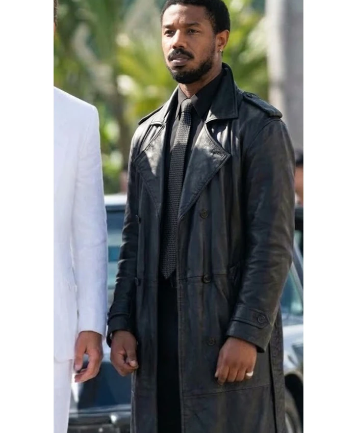 Shop MIAMI VICE '85 X Michael B. Jordan Black Leather Coat