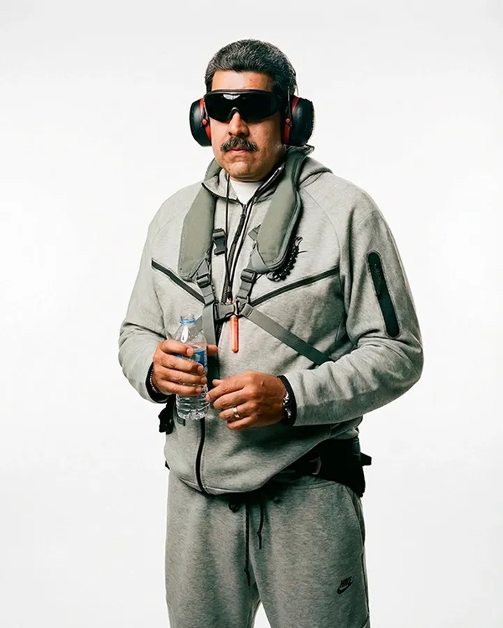 Shop Nicolás Maduro Nike Tech Grey Fleece Tracksuit On Sale Front View