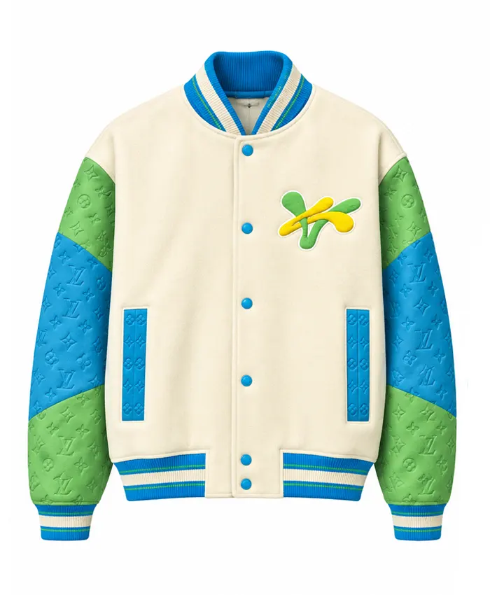 Shop Now LV Duck Appliqué Letterman Varsity Jacket By Virgil Abloh at Discounted Price