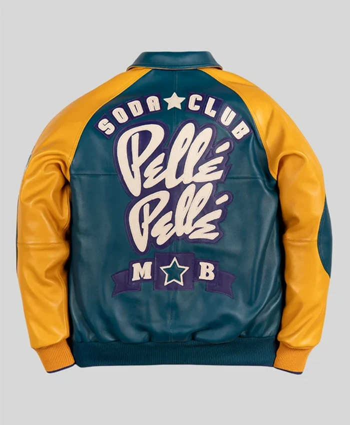Shop Now Patta x Carhartt WIP OG Active Wool & Leather Varsity Jacket Yellow and Blue