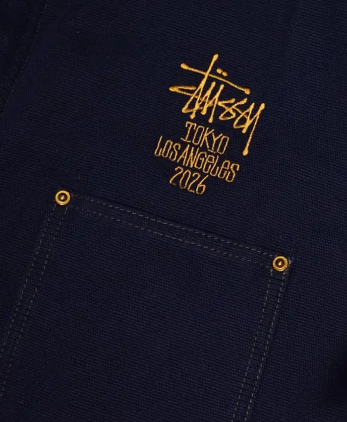 Shop Stüssy X eYe JUNYA WATANABE MAN Coverall Chore Navy Blue Cotton Jacket